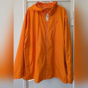 Gap Men's XXL Raincoat Jacket Orange Zip Up Hooded New with Tags Water Resistant